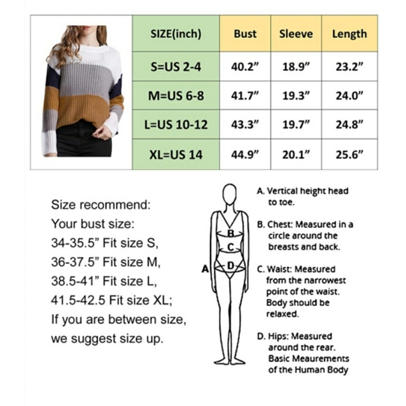 🆕Crew Neck Long Sleeve Color Block Sweater Medium - Picture 6 of 6